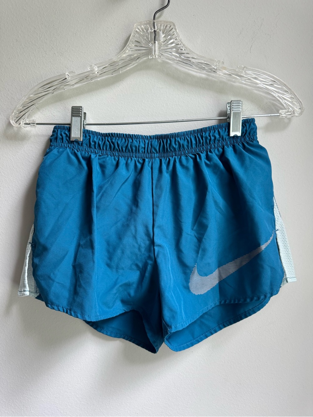 Nike Women's Teal Athletic Running Shorts with Reflective Swoosh lined bikini